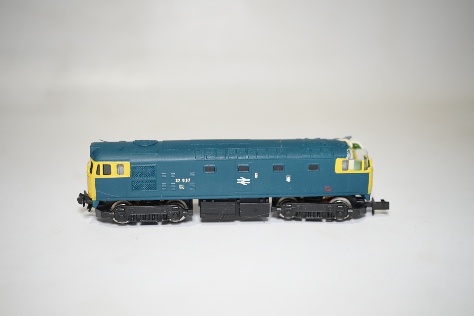 Four boxed Silver Fox Models N gauge BR Bo-Bo diesel locomotives - two Class 24 locos; one in dark green livery, D5102, and one in red and grey, 97 201, and two Class 27 locos; both in dark green livery, D5364 and 27 037